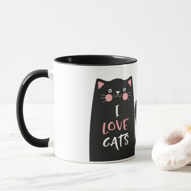 Tasse Carton mignon J'aime les chats (Avec donut)