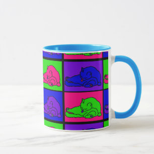 TASSE CAT LÉCHANT L'ART DE POP DE BOUT