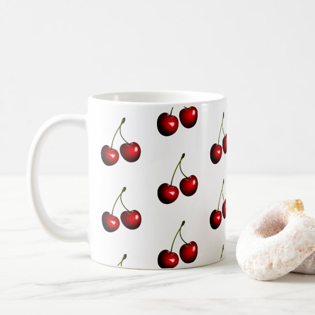 Tasse Cerises Rouges Sucrées (Avec donut)