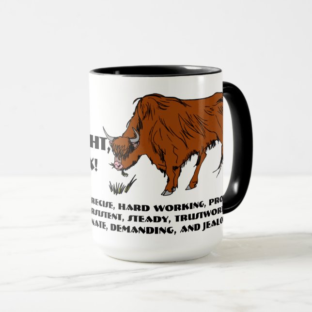 Tasse C'est vrai, je suis un boeuf (Devant droit)