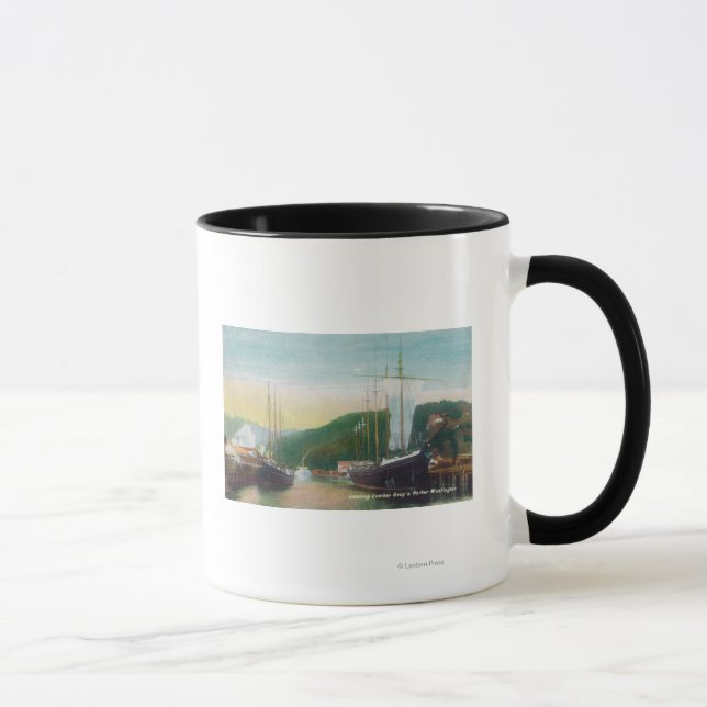 Tasse Chargement du bois sur la scène des goélettes (Droite)