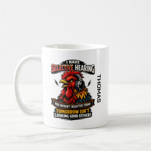 Tasse Chat à l'Ouïe Sélective Drôle de Coq