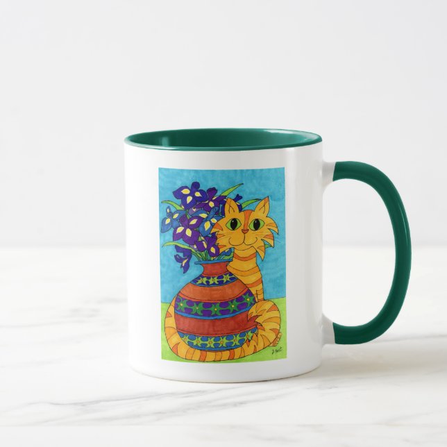 Tasse Chat avec des iris dans le vase de Talavera (Droite)