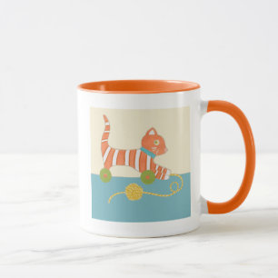 Tasse Chat de jouet rayé avec balle de chaîne