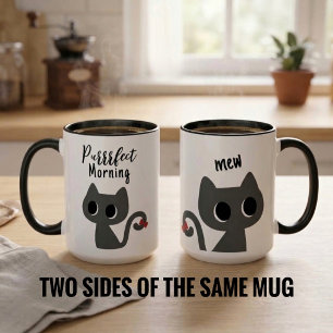Tasse Chat Noir Drôle Matin Parfait Petit Chat Mig