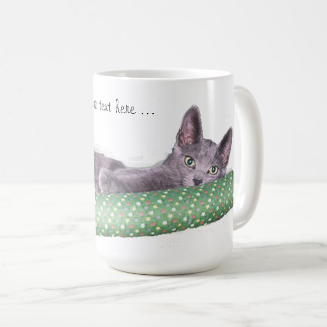 Tasse - chaton bleu russe (Devant droit)