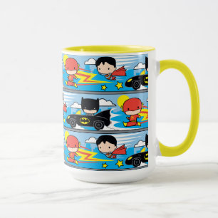Tasse Chibi Flash, Superman et Batman Racing Motif