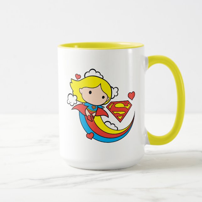 Tasse Chibi Supergirl volant arc-en-ciel (Droite)