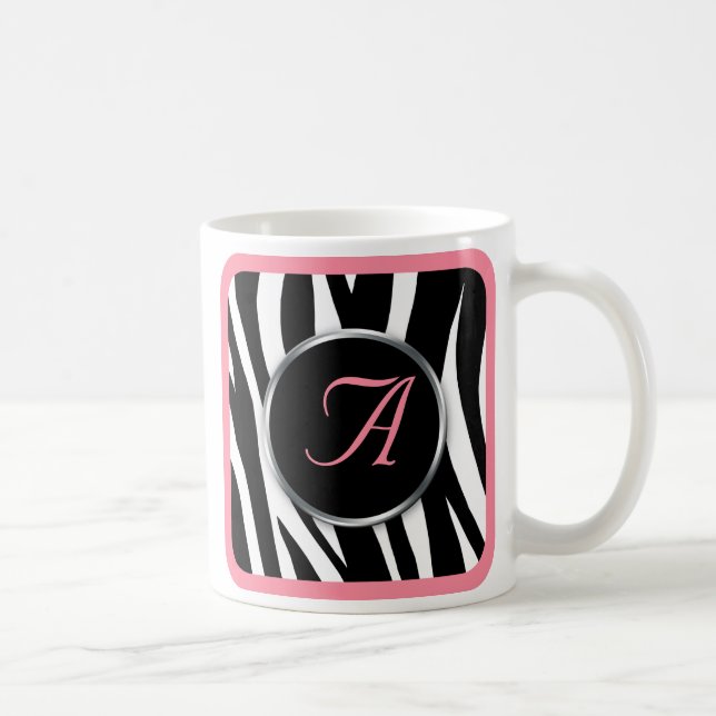 Tasse chic de monogramme de rose d'impression de (Droite)