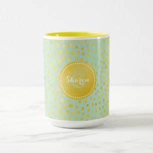 Tasse Chic faux or brillant guépard imprimé monogramme