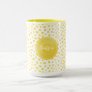 Tasse Chic imprimé faux guépard pailleté or monogramme