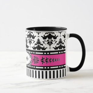 Tasse Chic Paris Stripes et Damask Ajouter votre nom