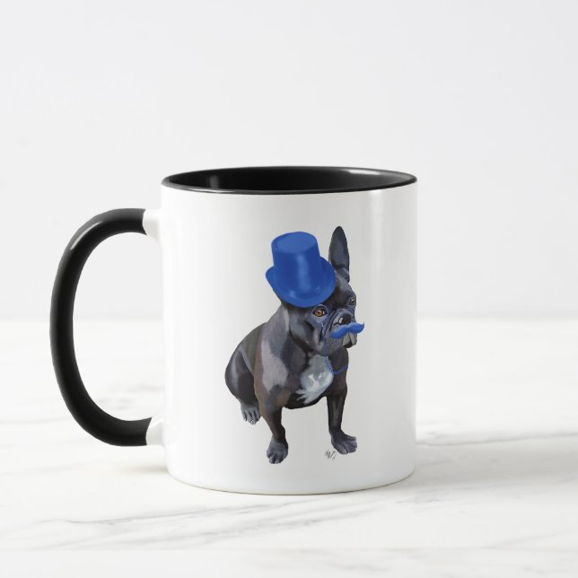 Tasse Chien à tête bleue avec chapeau bleu et moustache (Gauche)