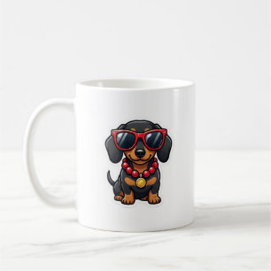 Tasse Chien Teckel Cool avec Lunettes de Soleil et