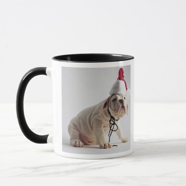 Tasse Chiot de bouledogue utilisant le casquette de Père (Gauche)