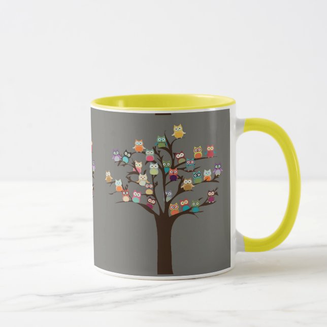 Tasse Chouette Cute Sur L'Arbre | ARRIÈRE - PLAN (Droite)