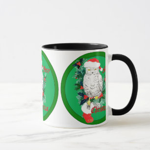Tasse Chouette de Noël Stocking et conception Holly
