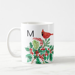 Tasse classique à monogramme de houx cardinal mode