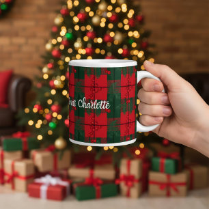 Tasse classique à motif de tartan et de feuillage
