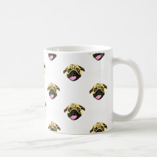 Tasse classique blanche 325 ml avec visage de Pug 