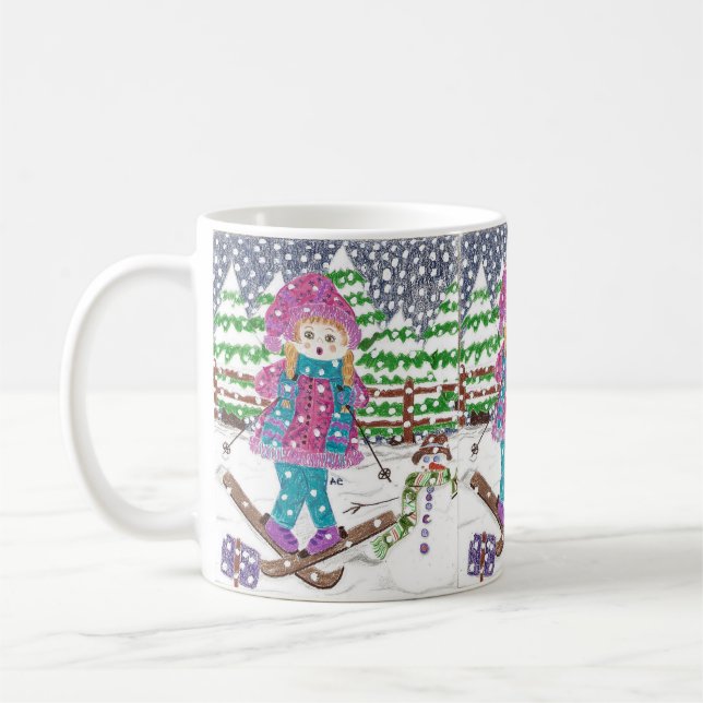 Tasse classique de fille de ski avec du cacao (Gauche)