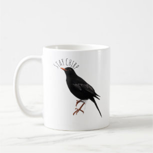 Tasse Classique Stay Chirp Minimaliste Noir Oiseau