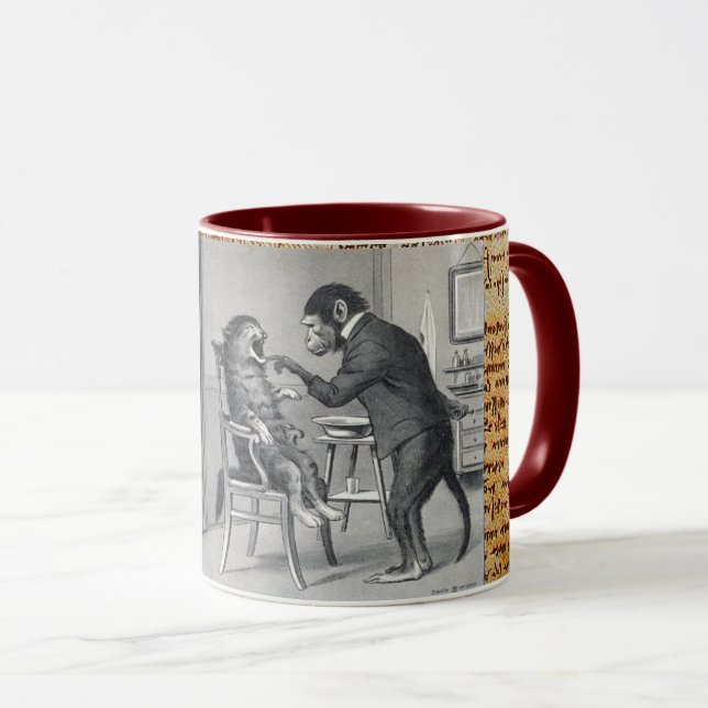 TASSE CLINIQUE DENTAIRE, LUNETTE DENTISTE ET CHAT (Devant droit)
