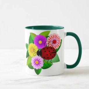Tasse Coccinelle et fleurs