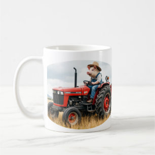 Tasse cochon sur tracteur