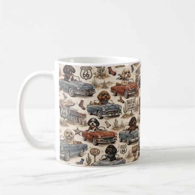 Tasse Cockapoo Route 66 Rétro (Gauche)