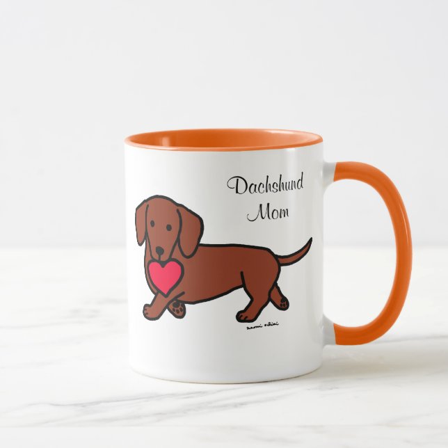 Tasse Coeur de bande dessinée de teckel (Droite)
