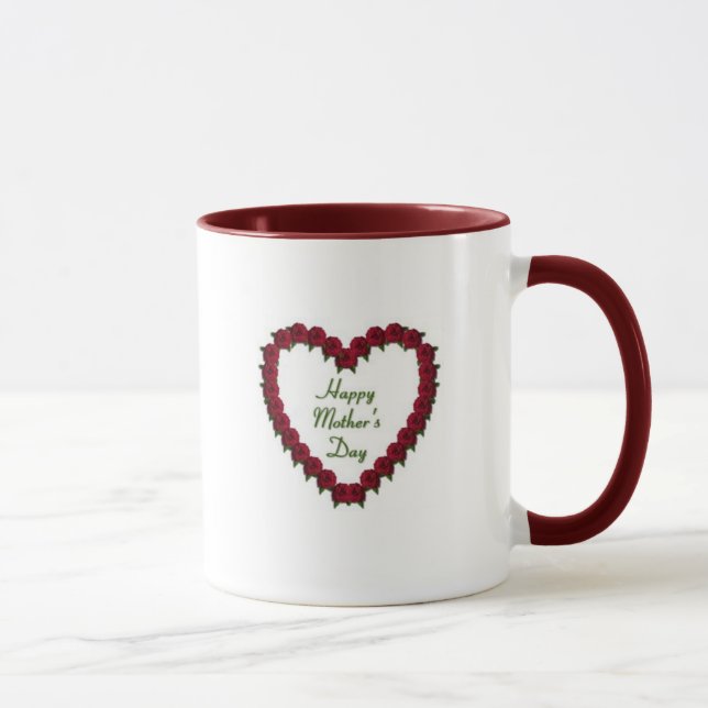 Tasse Coeur du jour de mère des roses (Droite)