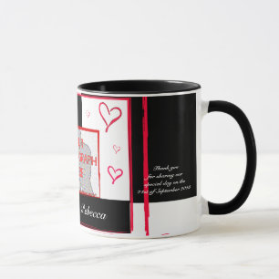 Tasse Coeur photo noir blanc rouge rouge moderne