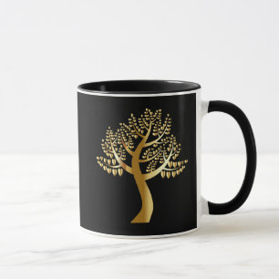 Tasse Coeurs amateurs d'or sur un Gold Tree