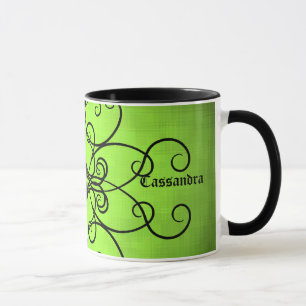 Tasse Coeurs et remous de noir et de vert de chaux