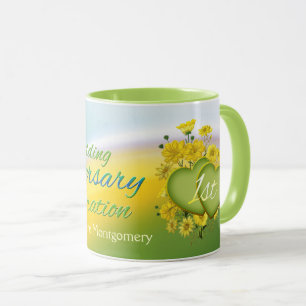 Tasse Coeurs fleurs sauvages 1er anniversaire Mariage