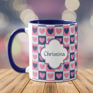 Tasse Coeurs rose et bleu Motif Valentine
