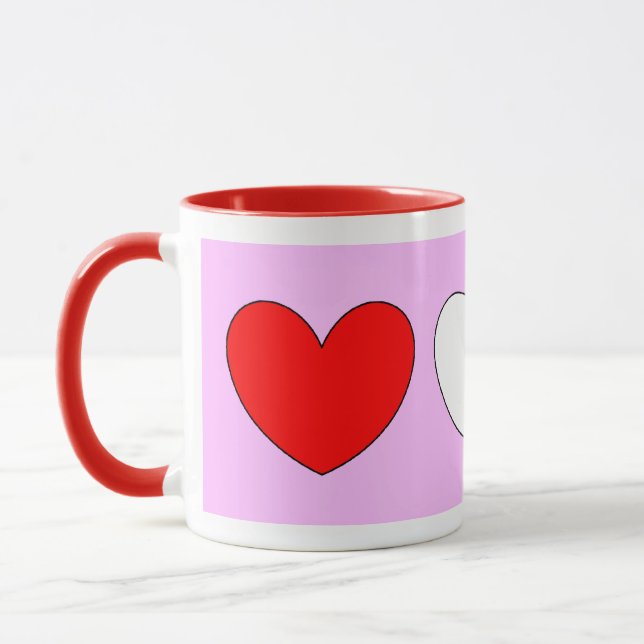 Tasse Coeurs Valentines Jour Rouge Rose Blanc 4Patty (Gauche)