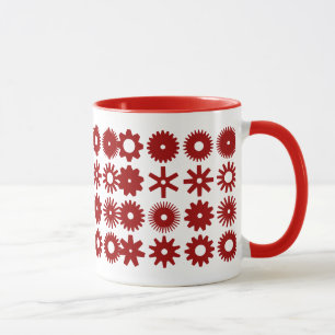 Tasse Cogs - Rouge rubis sur blanc