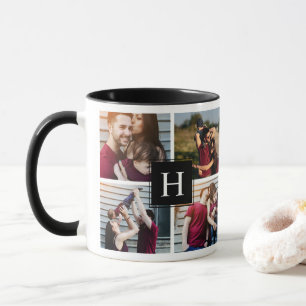 Tasse Collage photo monogramme moderne