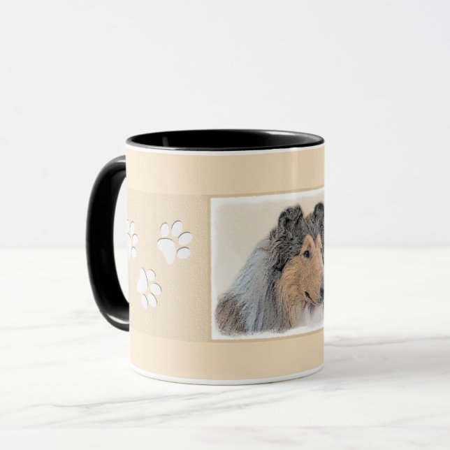 Tasse Collie (Rough) Peinture - Cute Original Dog Art (Devant gauche)