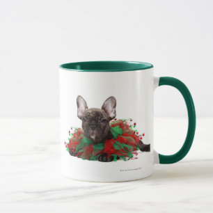 Tasse Collier de port de Noël de bouledogue français