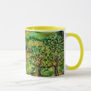 TASSE COLLINES VERTES ET OLIVIERS PAYSAGE TOSCANE