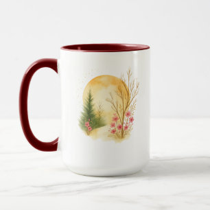 Tasse Combo Art Floral Hiver Lune Dorée