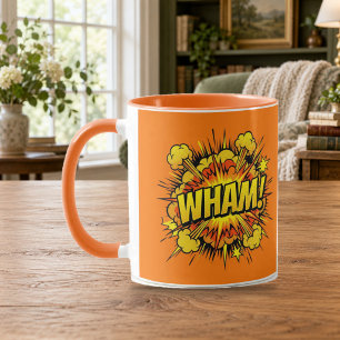 Tasse combo orange Pop Art de la bande dessinée WH