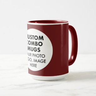 Tasse Combo personnalisée Grande Marron Cadre Rond