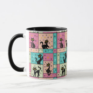 Tasse Composition avec 5 chats noirs