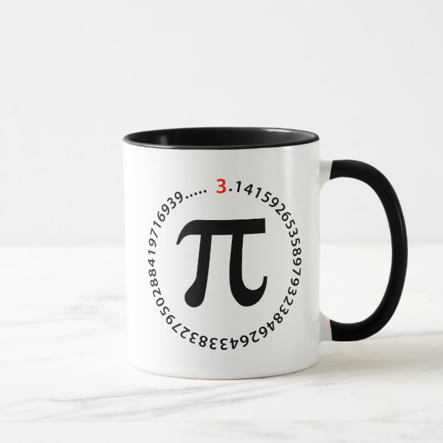 Tasse Conception de nombre de pi (Droite)