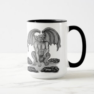 Tasse Conception noire et blanche de gargouille de Golem