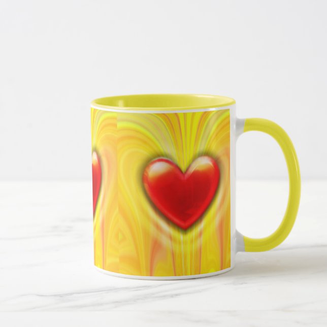 Tasse Conception rouge de coeur de café de jaune en (Droite)